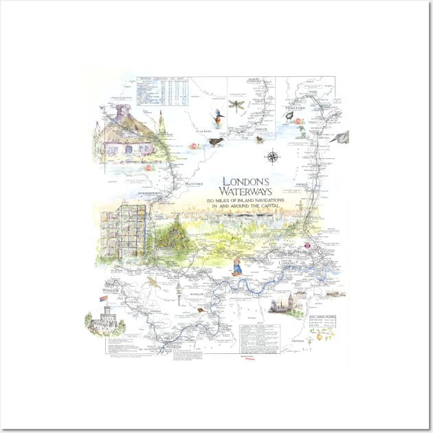 London Waterways Map Wall Art by jellygnomes